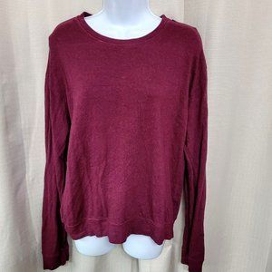 Sundry Pullover Sweatshirt Women's Size 1 / Small Maroon Star Print Sleeve